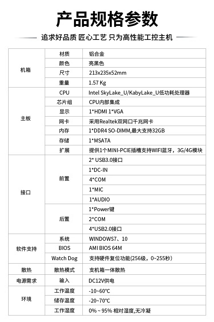 友控K1工业级迷你小主机产品规格参数