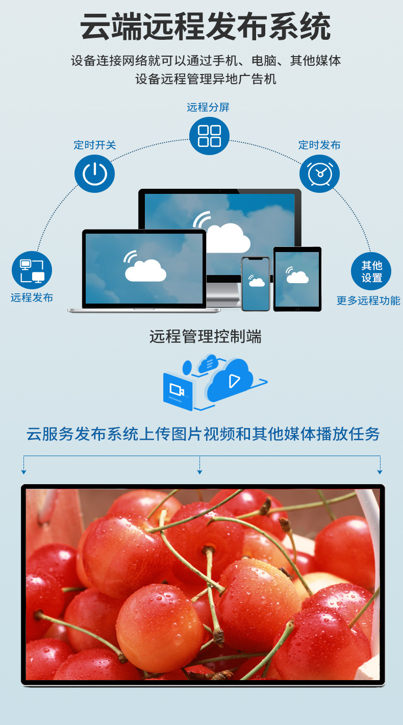 A5超薄高清壁挂商用广告机支持云端远程发布功能