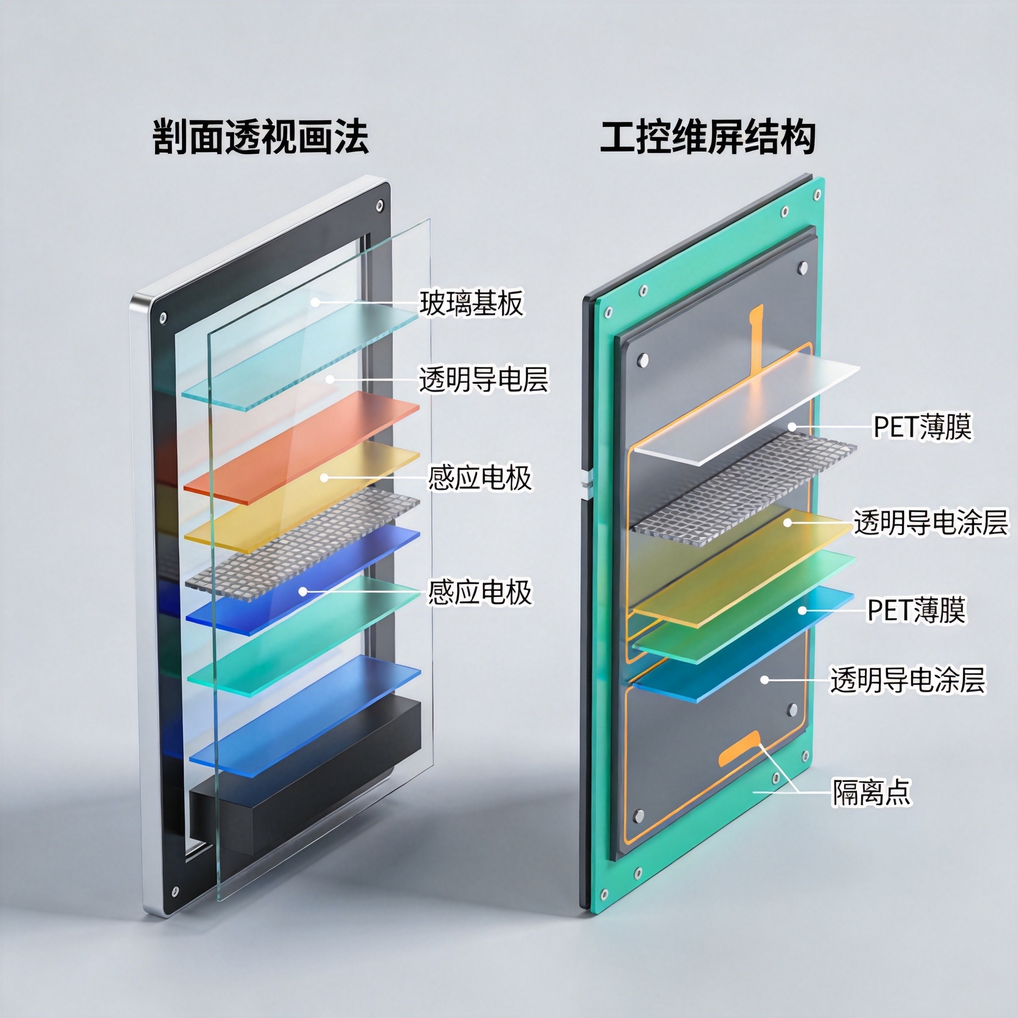 电容屏与电阻屏结构对比