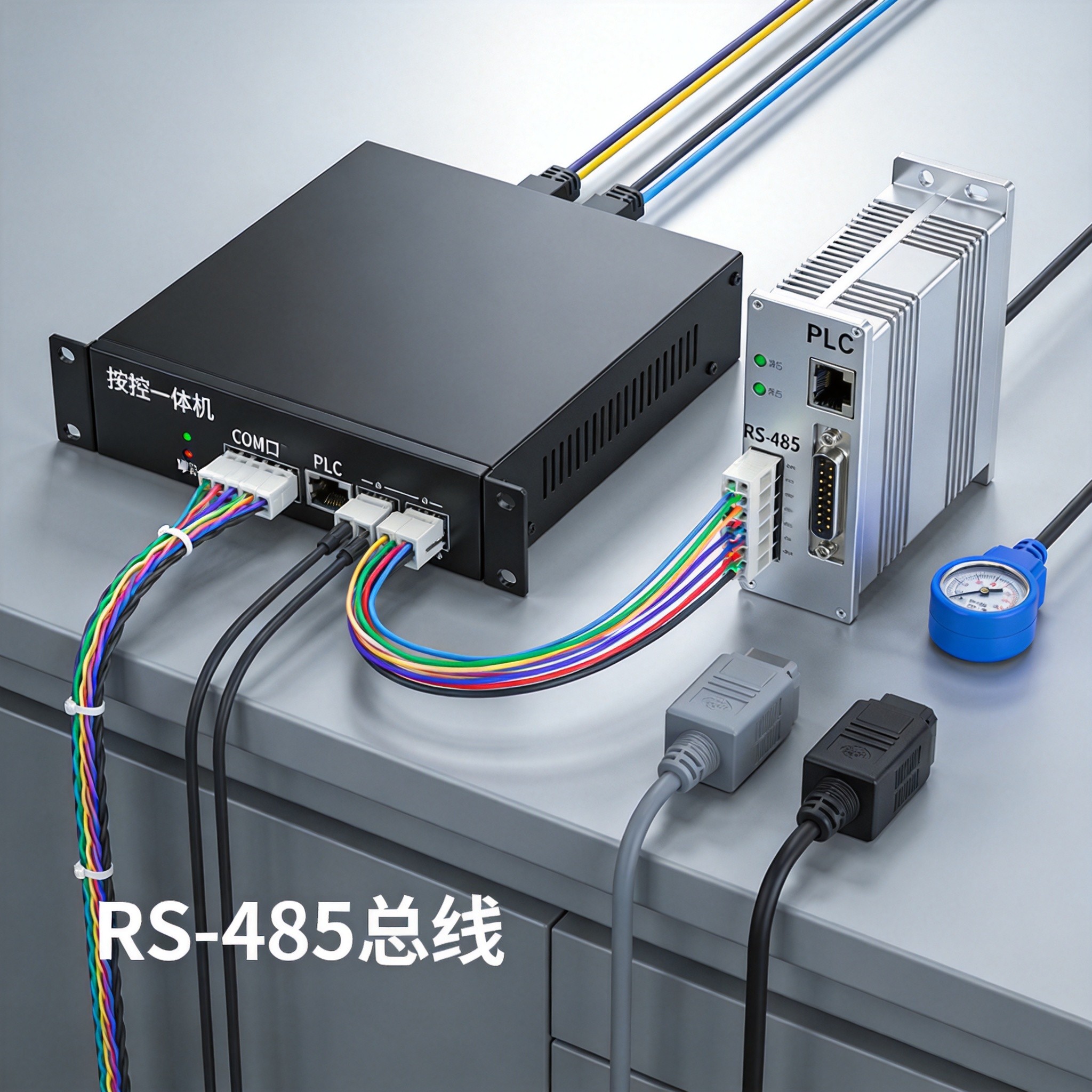 串口连接可编程控制器示意