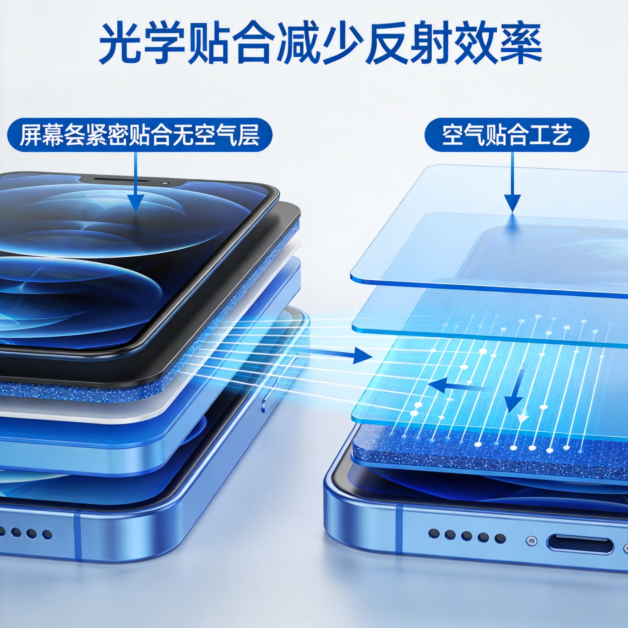 光学贴合与空气贴合结构对比