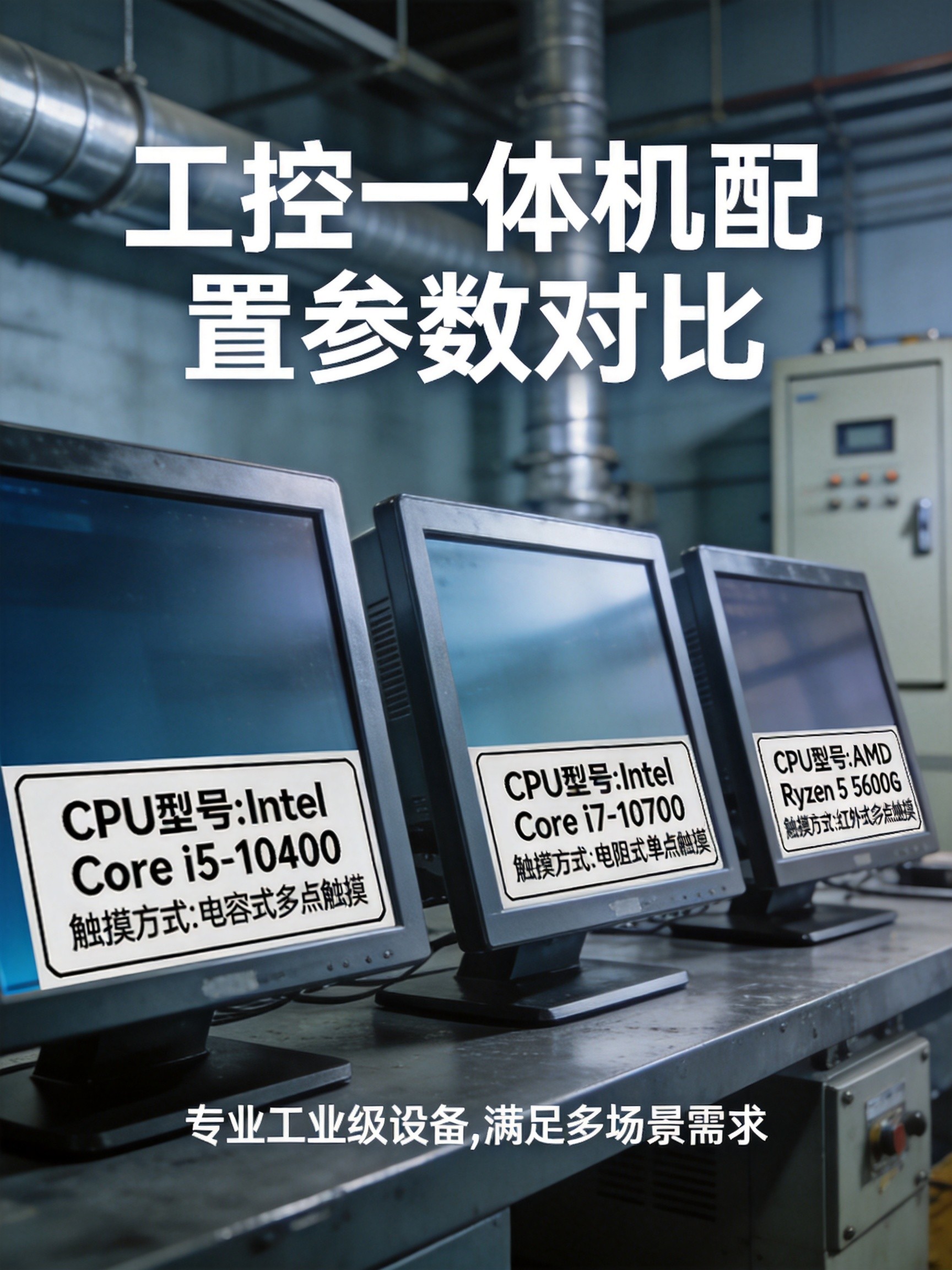 工控一体机产品配置参数展示,不同CPU和触摸方式对比