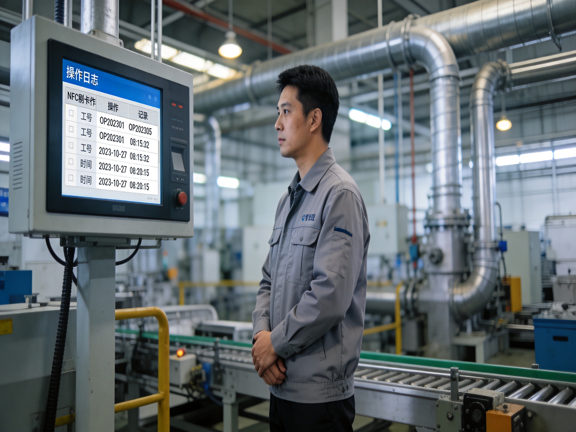 NFC工控一体机读取工卡身份信息进行权限验证
