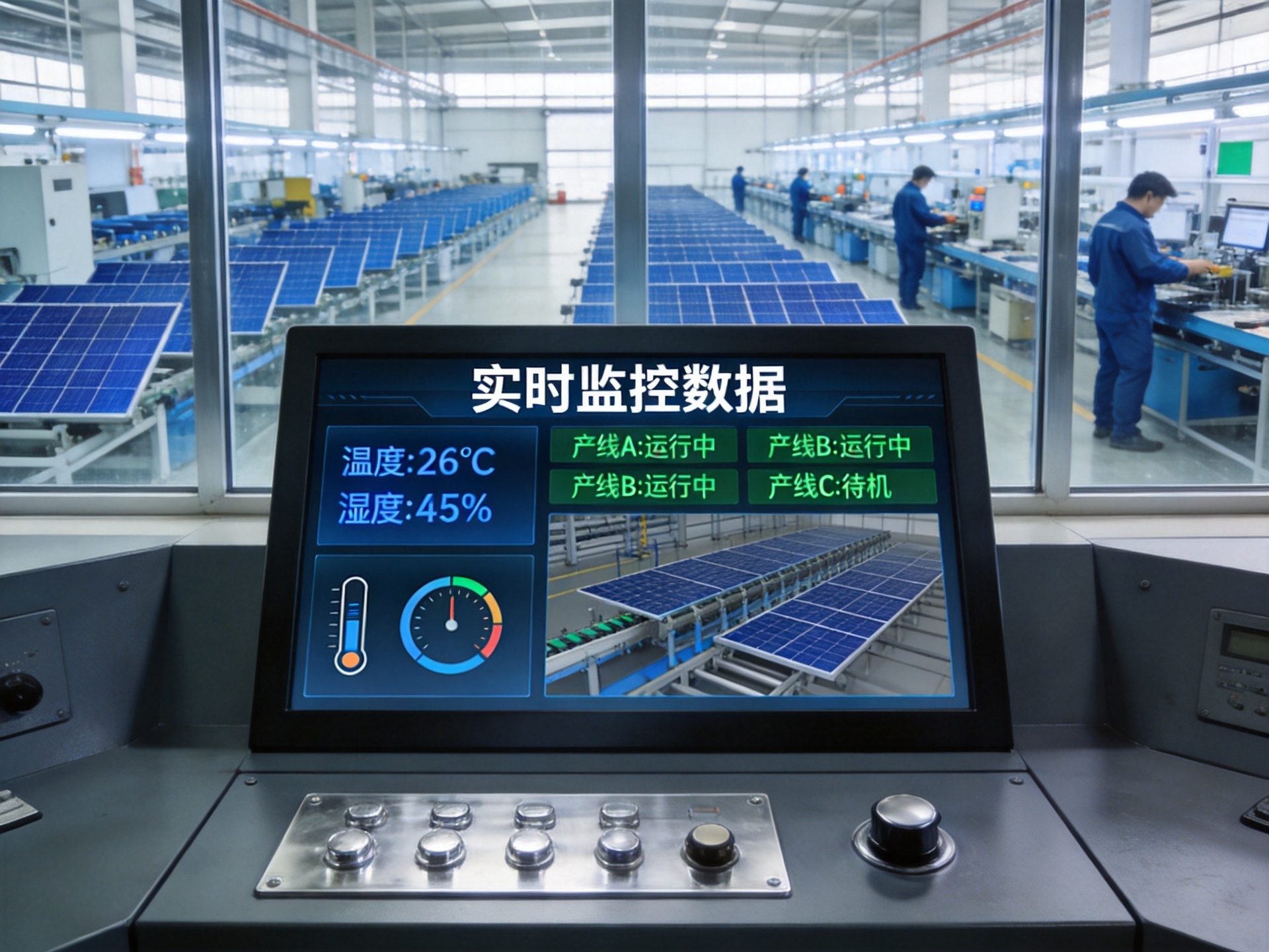 光伏车间环控系统监控屏幕-温湿度实时数据