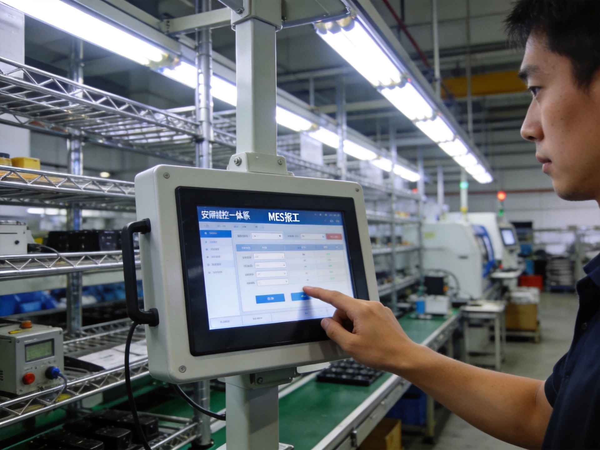 车间产线看板安卓工控一体机，大屏显示生产进度数据