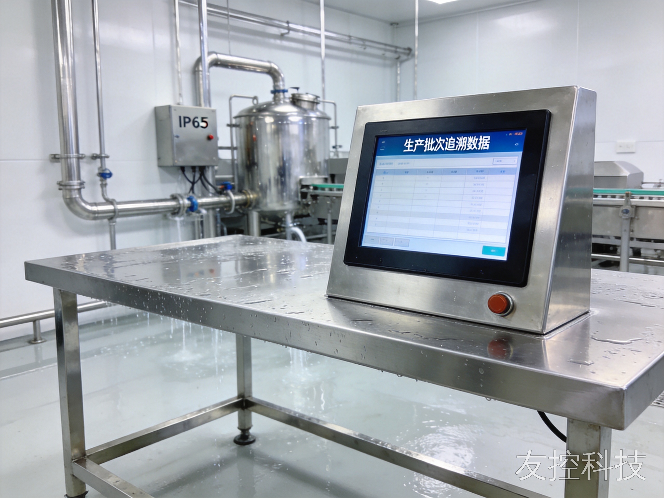 食品车间IP65防护嵌入式工业级触摸一体机