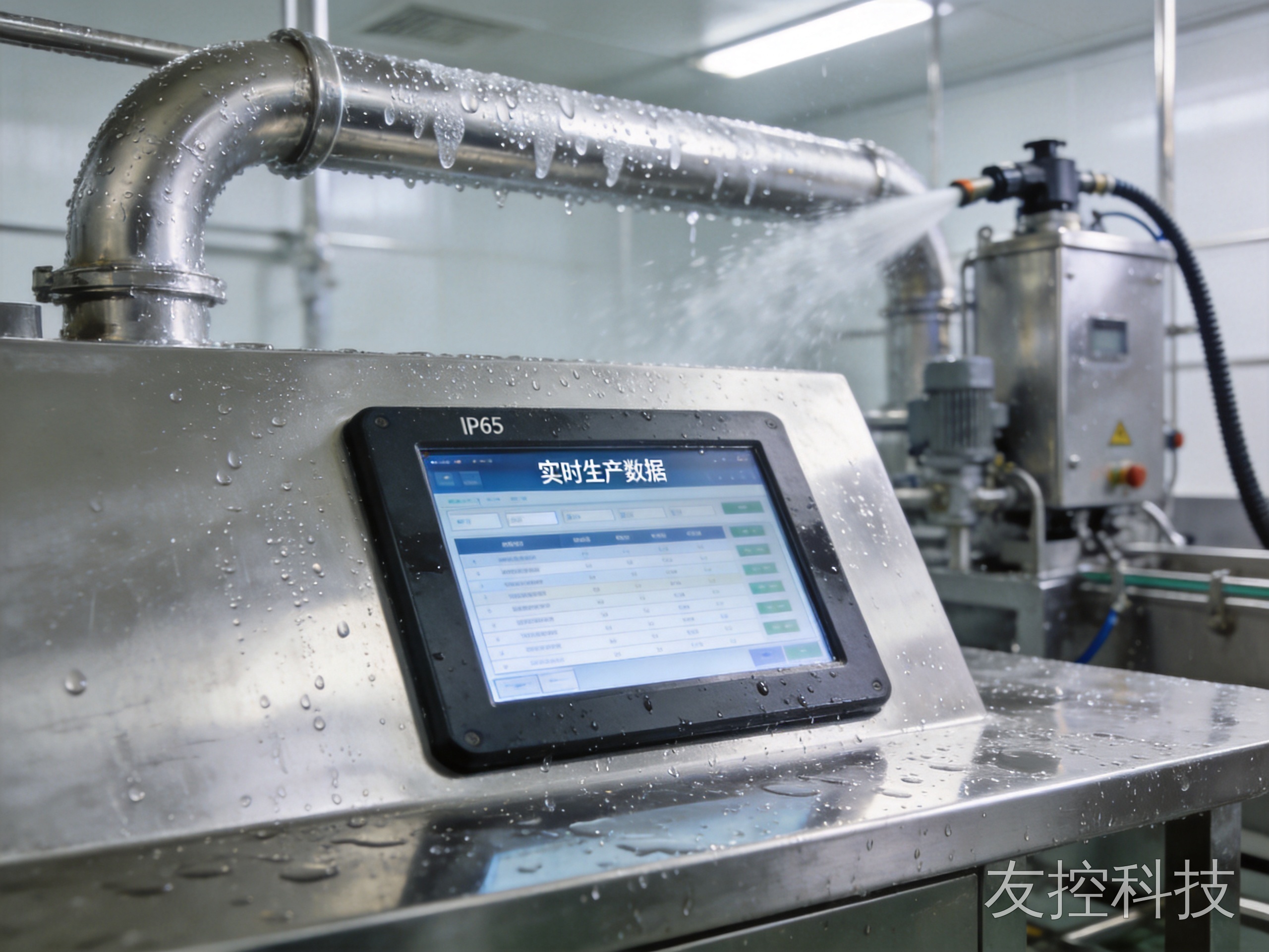 食品车间IP65防护工业触控显示器防水