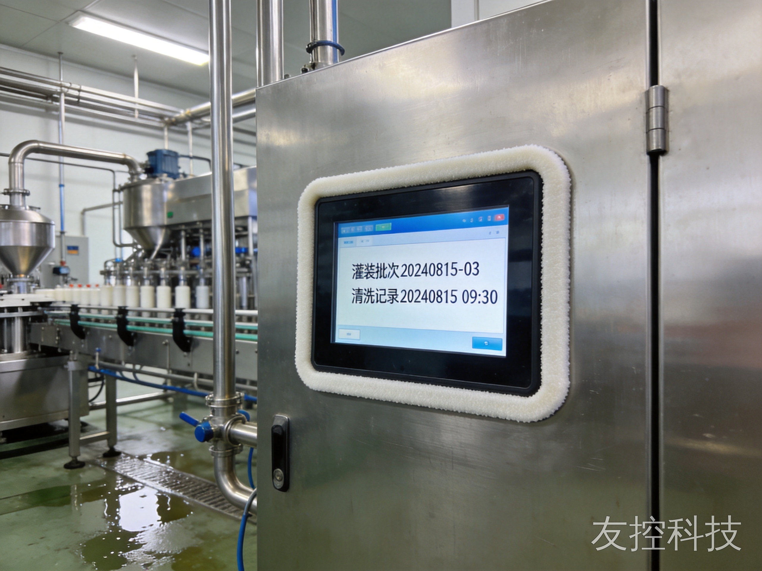 食品灌装湿区不锈钢面板触摸一体机整圈密封