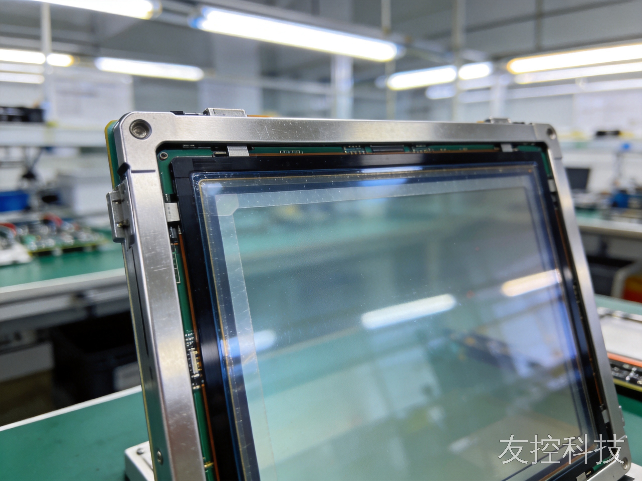 工业显示屏光学全贴合结构分层无气隙特写