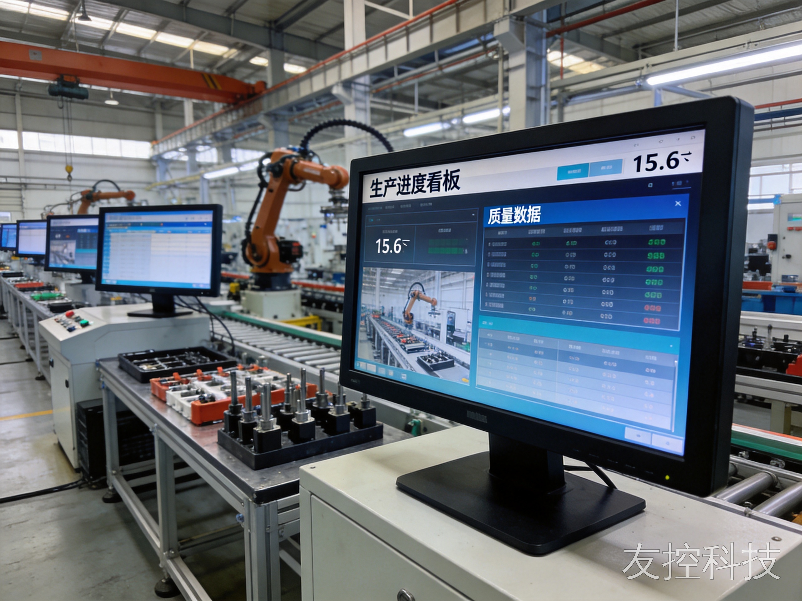 15.6寸工业显示器 数字化车间多工位部署图4