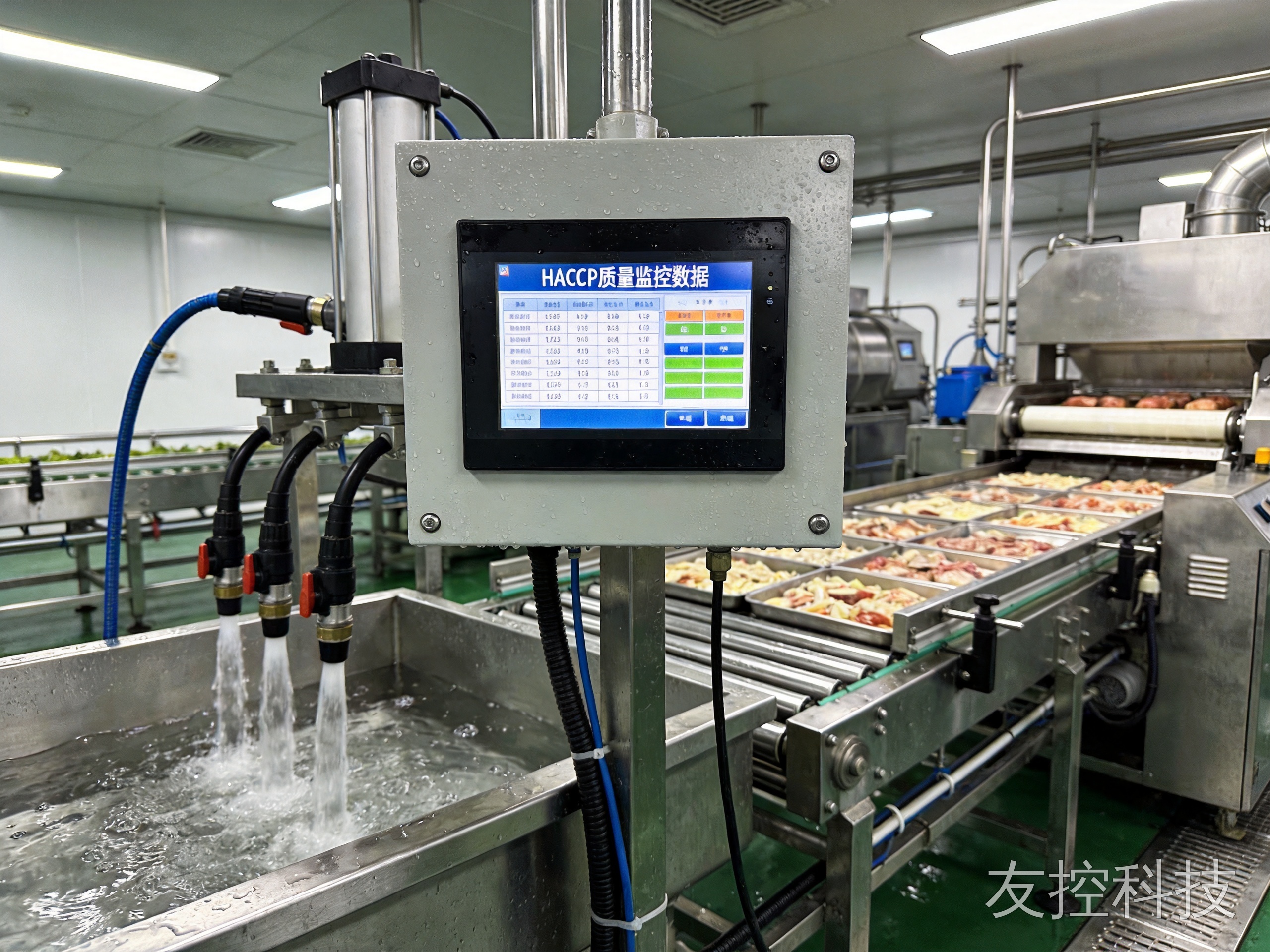 工业平板触摸屏 食品车间冲洗防护现场图1