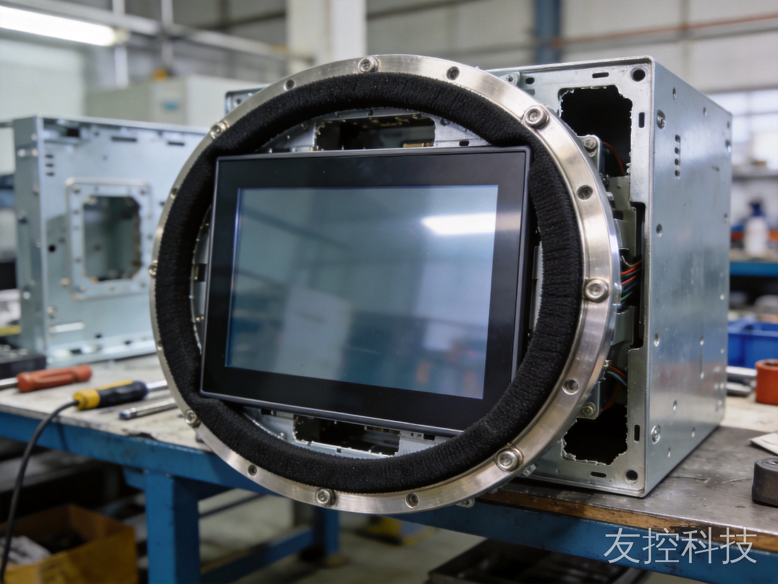 密封压合量与柜内空气间隙同时成立，嵌入式工业显示屏的结构工程细节拆解