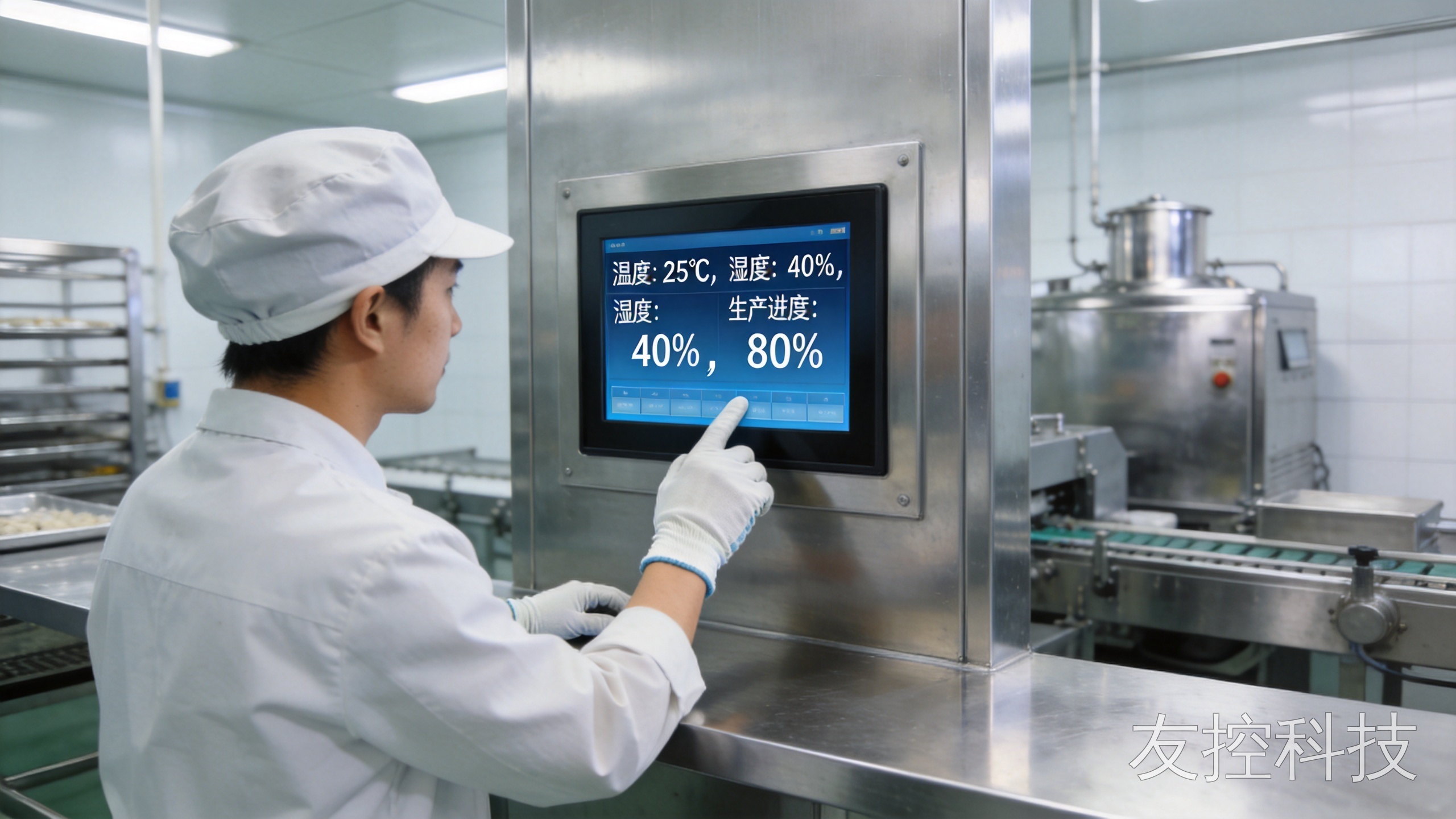 15.6工业显示器 食品车间不锈钢面板中嵌入安装的纯平全贴合工业显示器图3