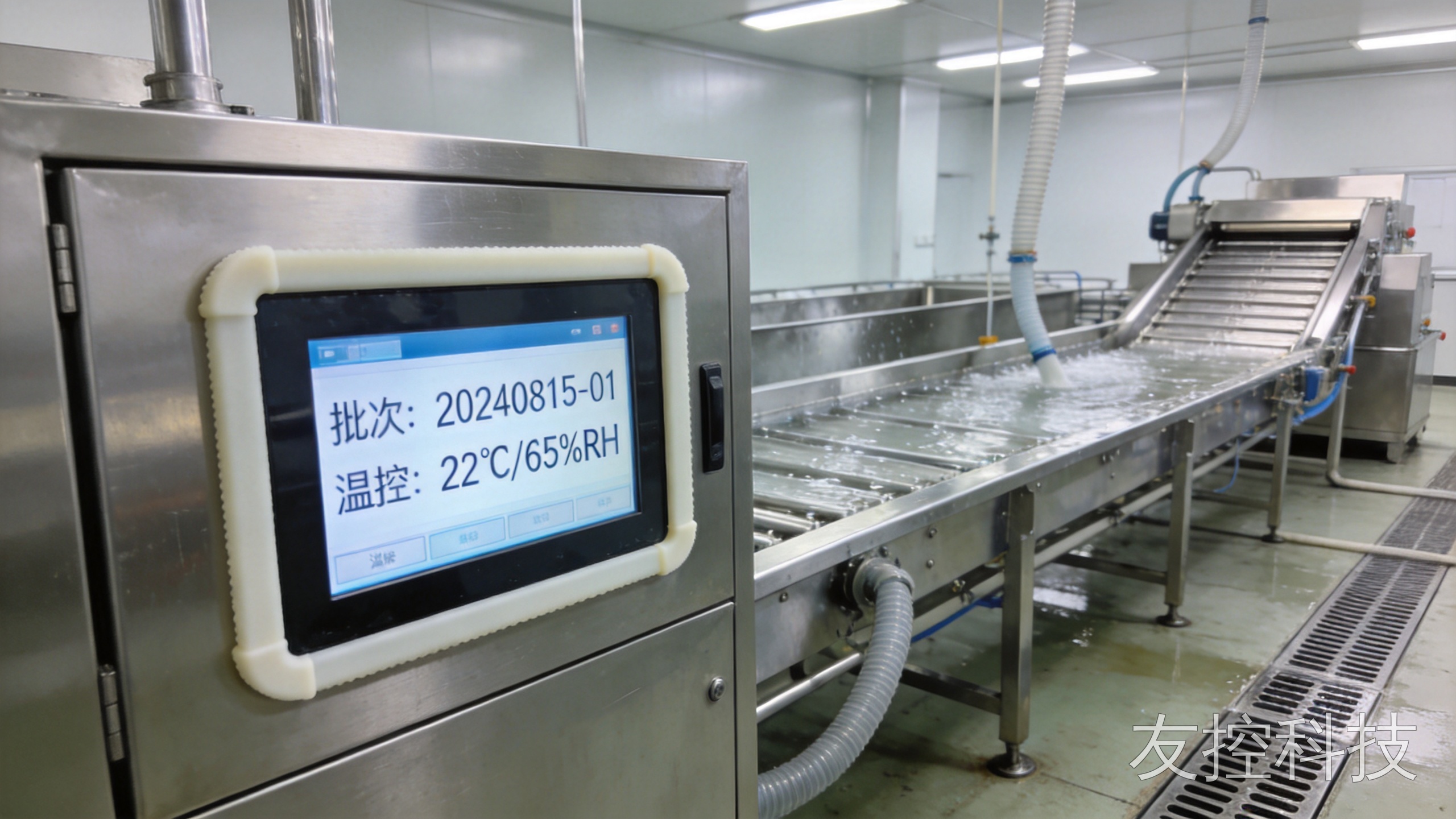 工位一体机 食品加工车间不锈钢柜体上嵌入的全封闭工业触摸一体机密封边框图2