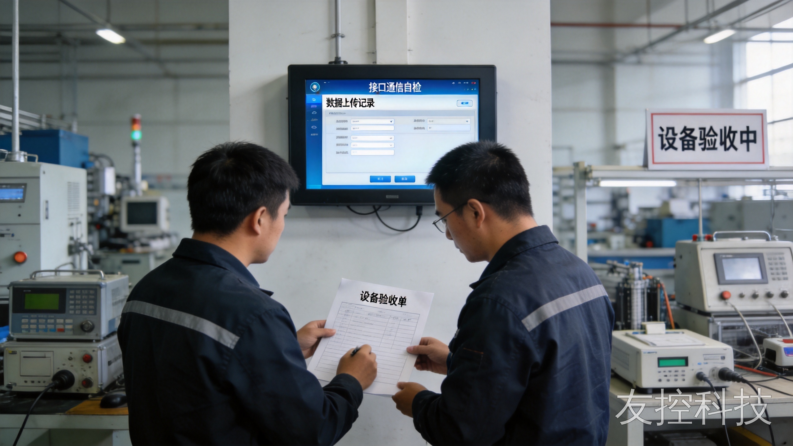 深圳工业一体机 设备验收现场工程人员核对接口通信自检与数据上传记录图2
