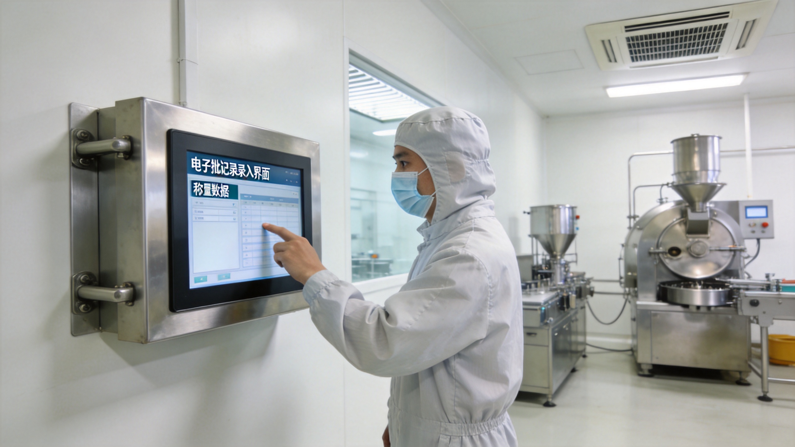 工业级触摸平板电脑 药品固体制剂洁净车间壁挂安装的不锈钢外壳触摸一体机电子批记录录入图3