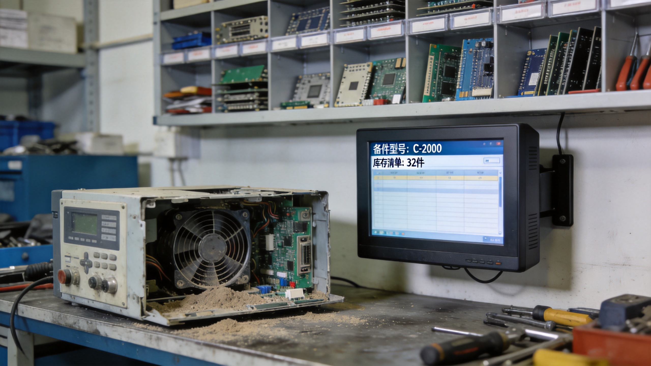 工控显示触摸屏 维修工位拆解旧终端积尘风扇与全封闭无风扇壁挂式工业一体机备件清单界面图2