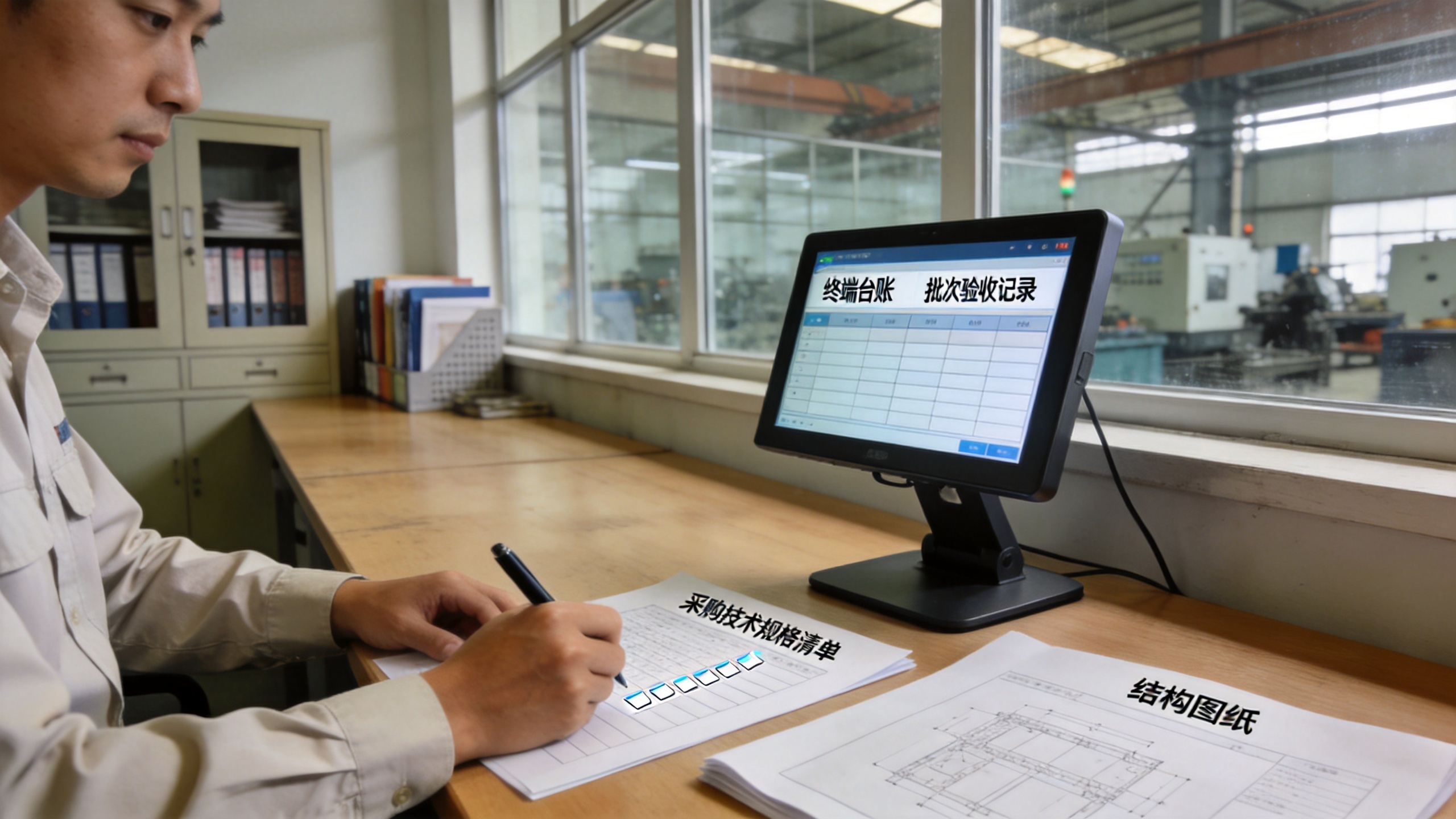 设备管理人员依据技术规格清单核对终端批次验收台账